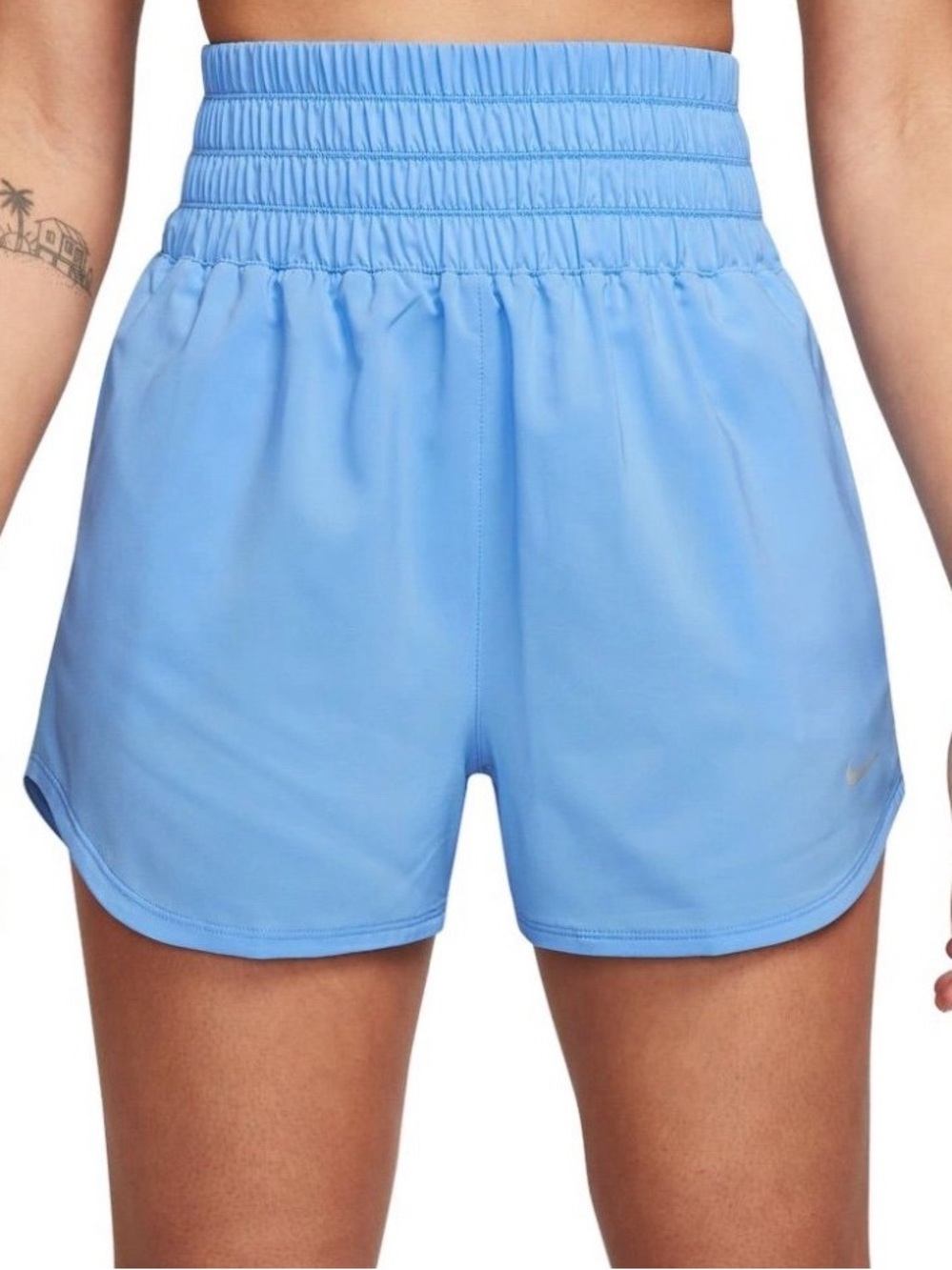 Nike One Women's Dri-FIT Ultra High-Waisted 3" Brief-Lined Active Short Blue L